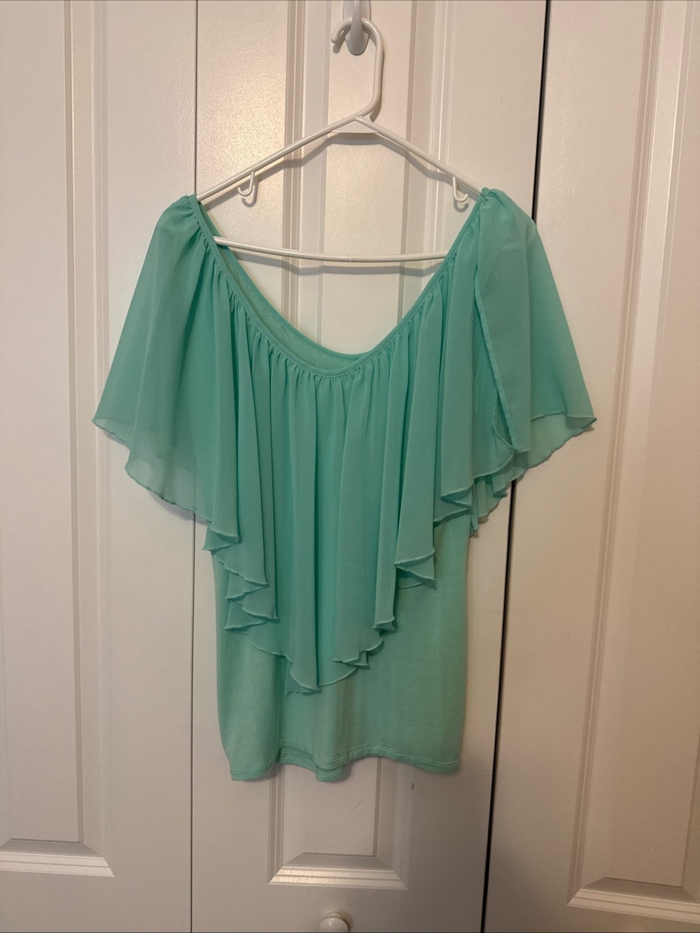 Venus Mint Green Ruffle Front Tank Top M - Picture 5 of 7